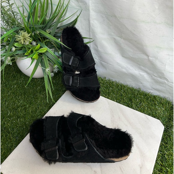 - BIRKENSTOCK Arizona shearling fur black EU 36 US 6 - - Picture 4 of 16